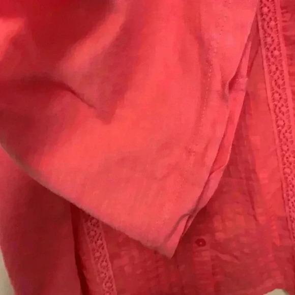 Erika 100% cotton, salmon pink, button down,3/4  sleeve embellished tunic - Picture 4 of 12